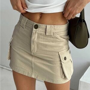 Tan Cargo Pocket Mini Skirt